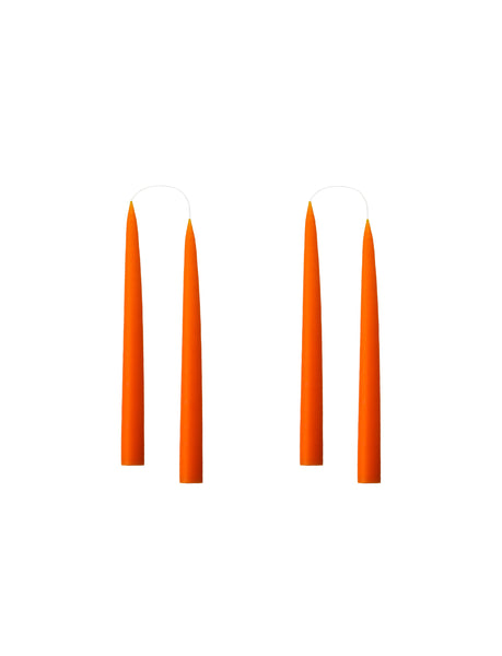 Kunstindustrien Pair Of Orange Hand Dipped Taper Candle / Short