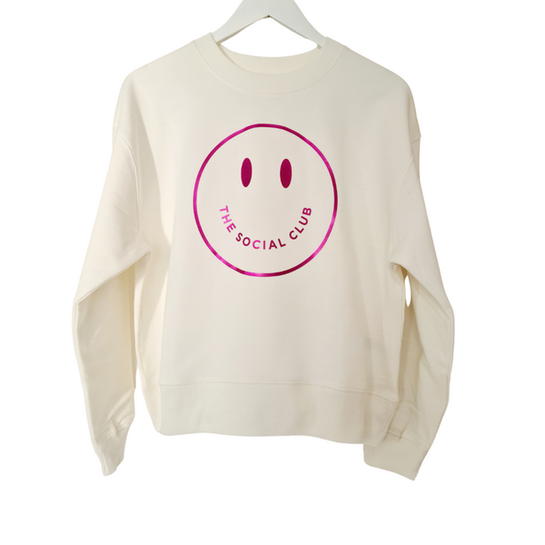 The Social Club London Misty White & Metallic Pink 100% Organic Sweatshirt
