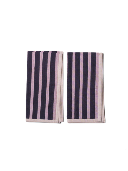 YOD&CO Block Stripe Napkins X 2 | Aubergine & Mauve