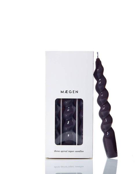 Maegen Set of 3 Spiral Taper Candles | Dark Grey