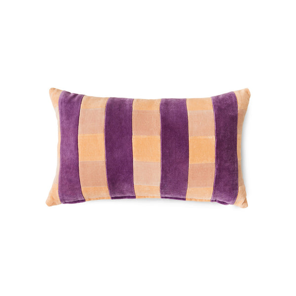 HK Living Purple Orange Striped Velvet Midsummer Cushion