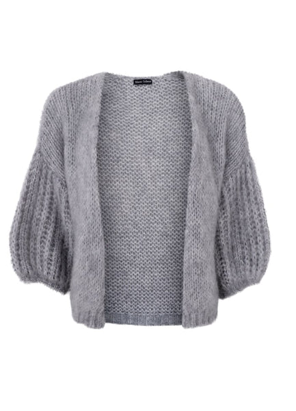 Black Colour Casey Knitted Cardigan - Light Grey