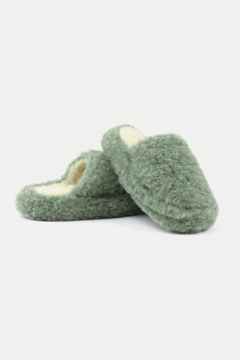 Yoko Wool Green Half Slippers