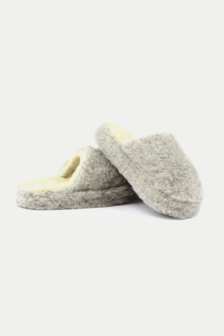 Yoko Wool Light Grey Half Slippers