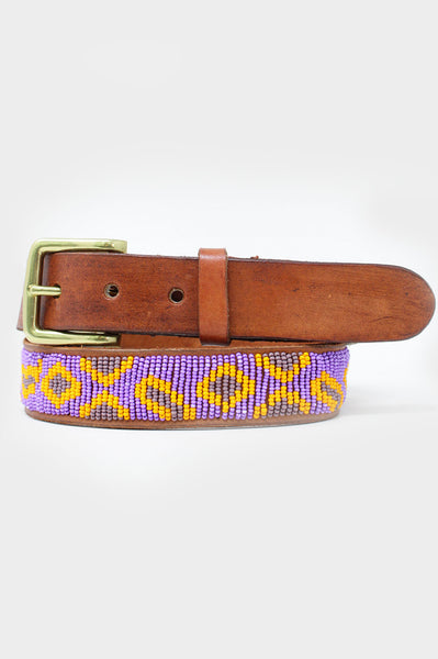 ASPIGA Fully Beaded Cheetah Belt - Purple