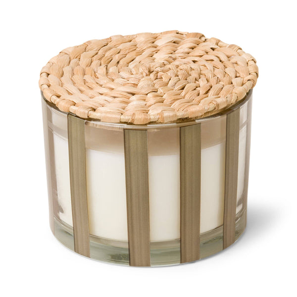 Paddywax UK Striped Glass Candle - Taupe - Cotton & Teak
