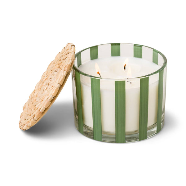 Paddywax UK Striped Glass Candle - Green - Misted Lime