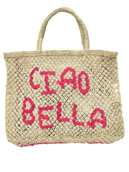 The Jacksons London Ciao Bella Natural With Pink Jute Bag
