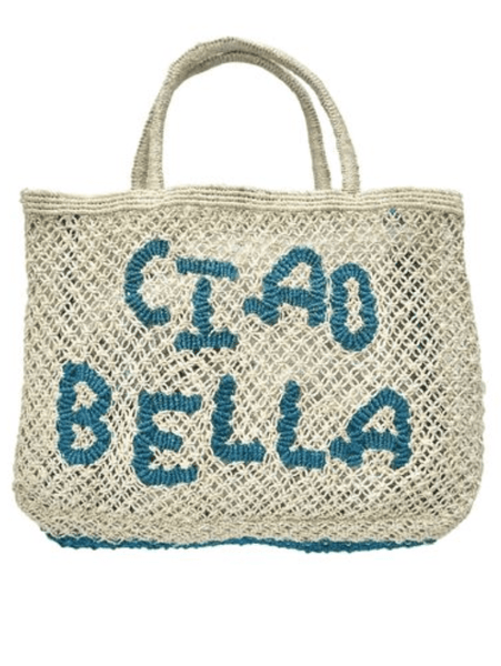 The Jacksons London Ciao Bella Natural With Ocean Blue Jute Bag