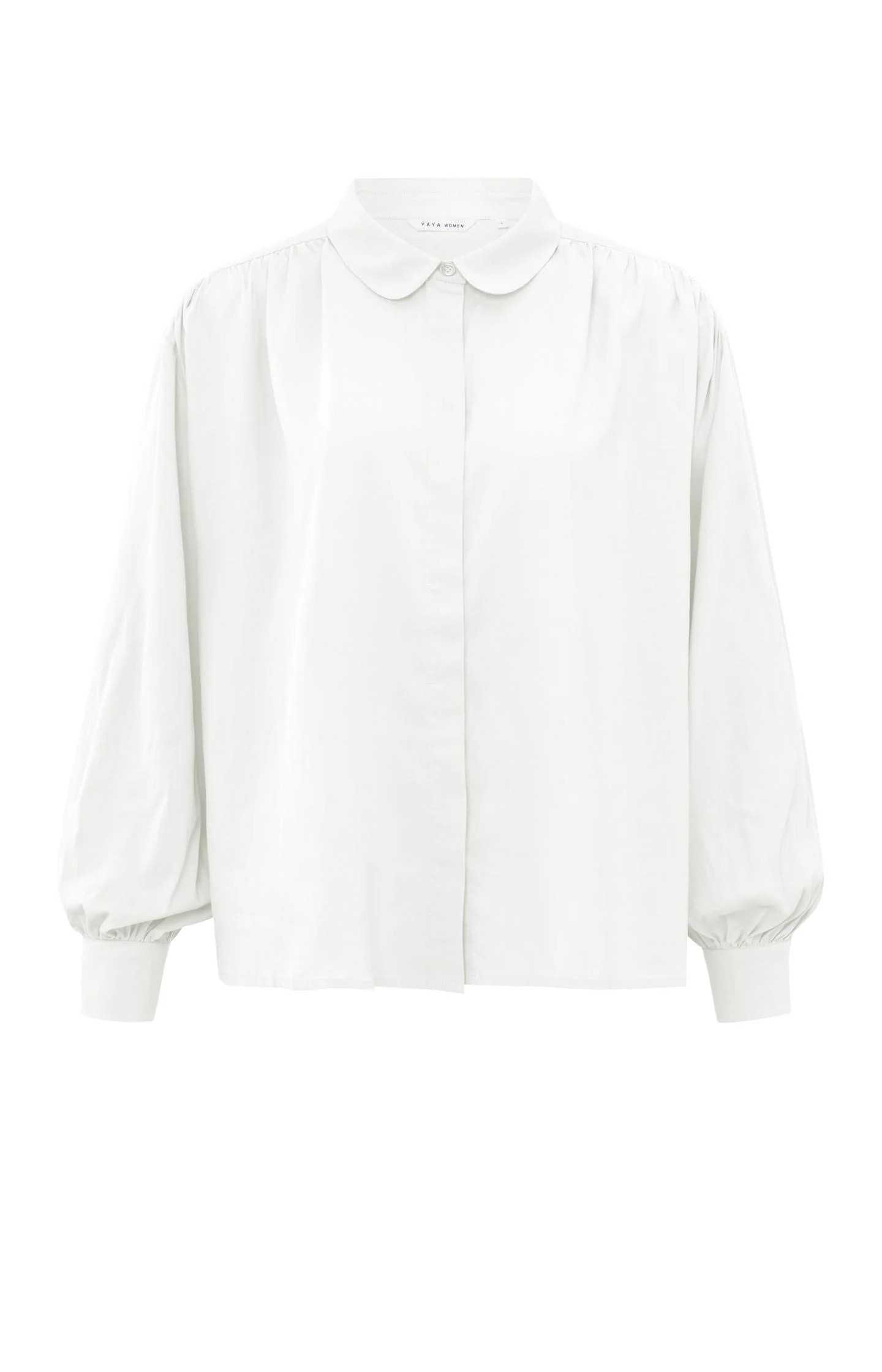 Yaya Oversized Blouse With Long Puff Sleeves Collar | Off White