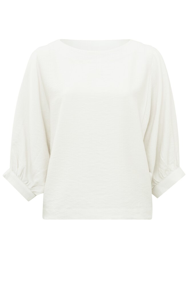 Yaya Batwing Top With Boatneck & Long Sleeves | Off White
