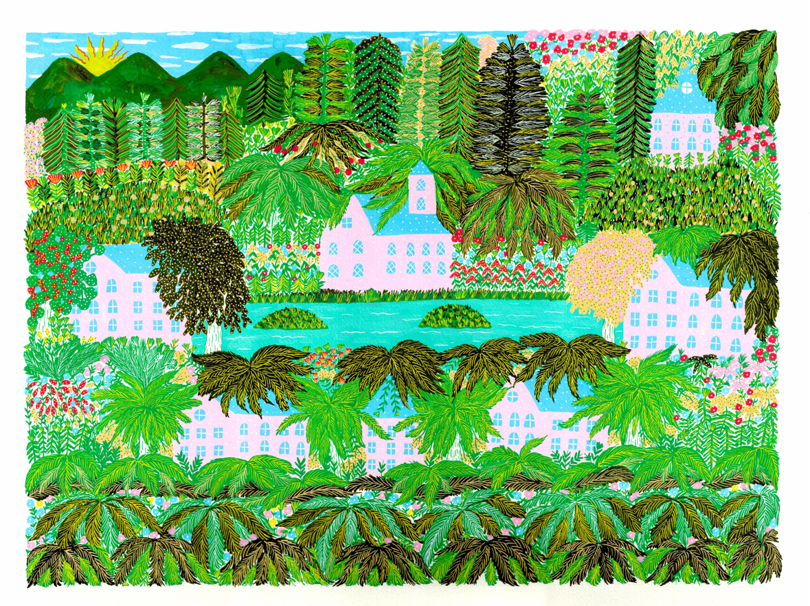 David Urzua Forest in the town David Urzua Illustration Print