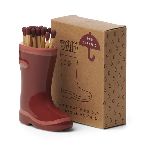 Lark London Wellington Boot Match Holder With 25 Matches - Red