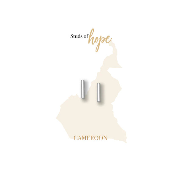 Vurchoo Silver Pillar Stud Earrings - Cameroon