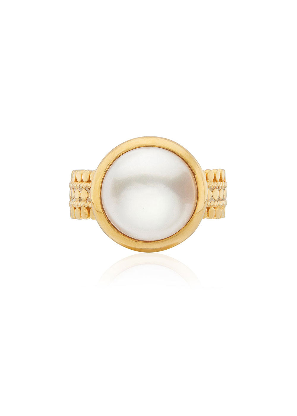 Anna Beck Coin Pearl Scalloped Cocktail Ring