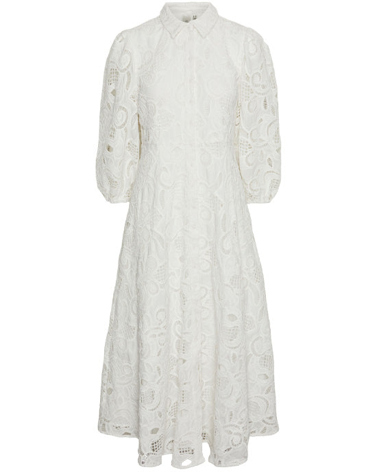 Y.A.S Hongi Embroidered Shirt Dress White