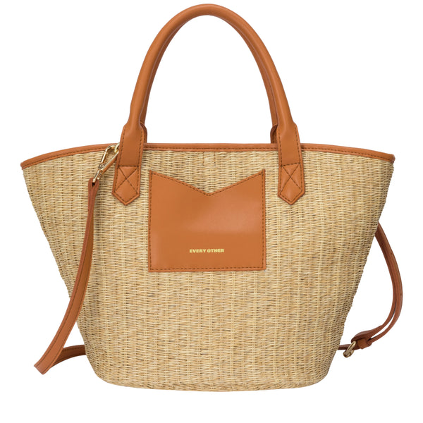 Every Other 12019 Large Straw Rattan Tote Bag In Tan