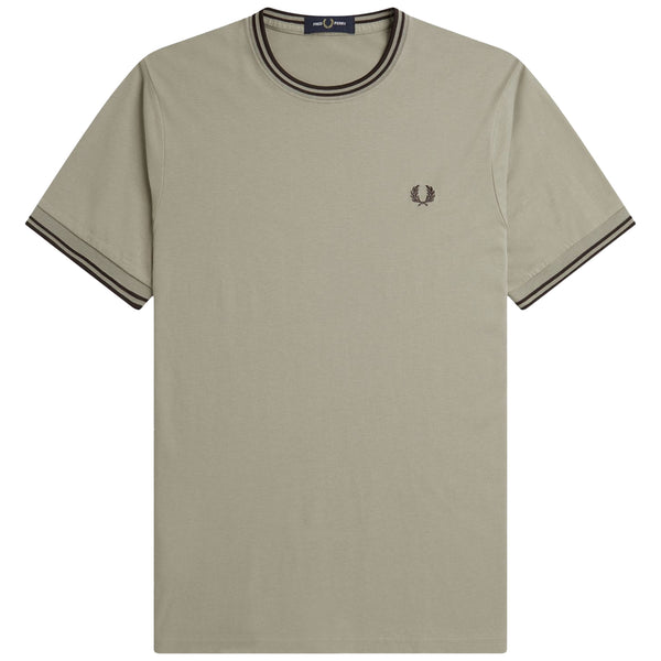 Fred Perry Twin Tipped T-shirt - Warm Grey/brick