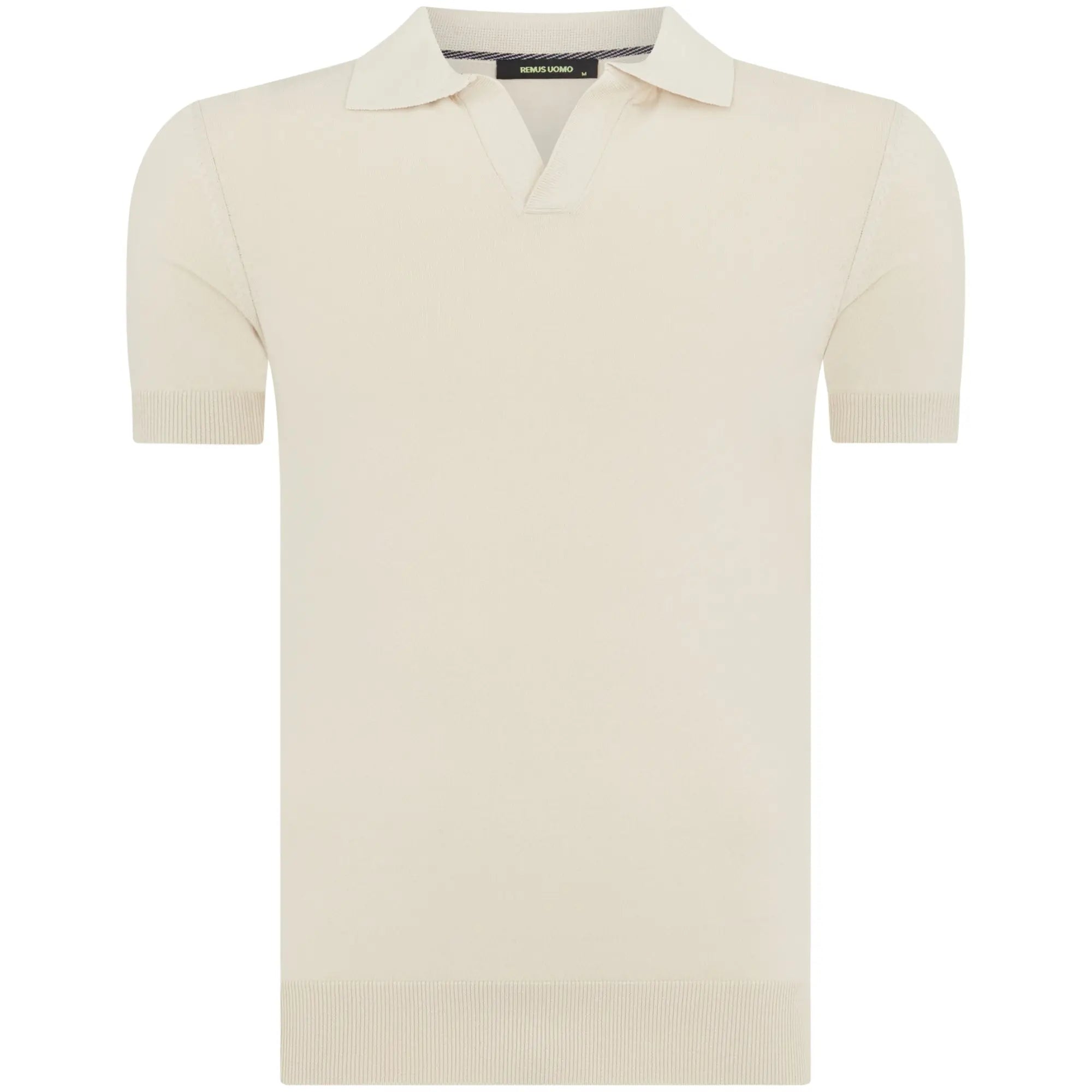 Remus Uomo Stretch Fit Short Sleeve Polo Shirt - Cream