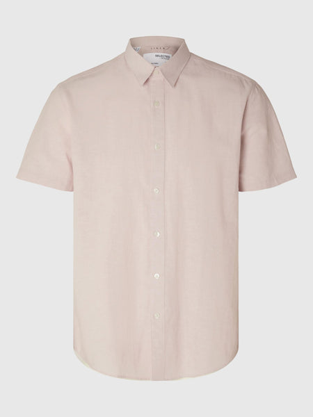 Selected Homme Classic Linen Ss Shirt Cameo Rose