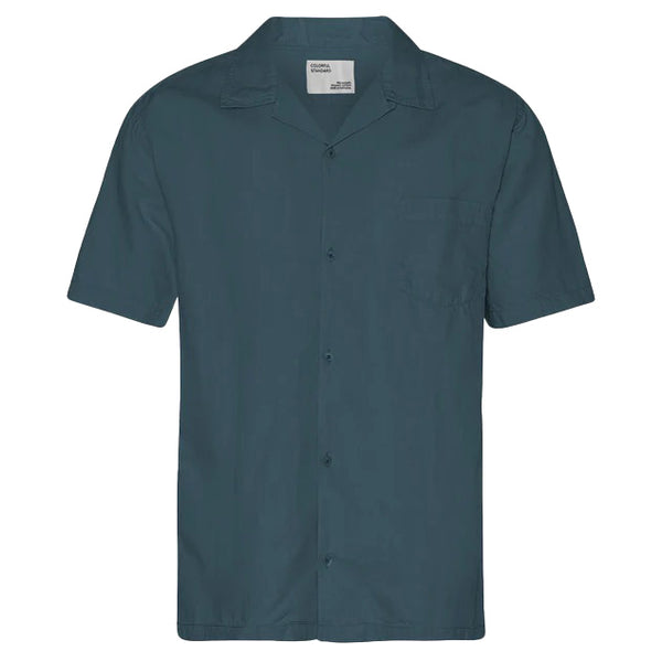 Colorful Standard Short Sleeve Linen Shirt Petrol Blue