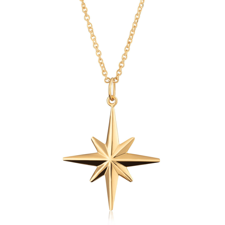 Scream Pretty  Large Faceted Starburst Gold Necklace 