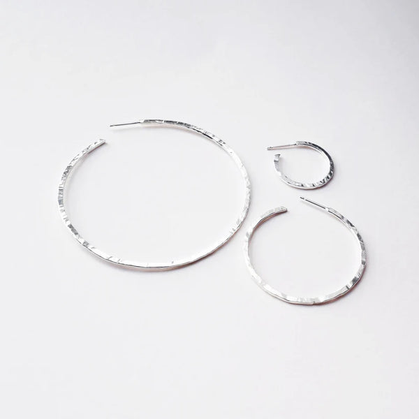MUKA Hoop Earrings - Silver - Medium - Textured