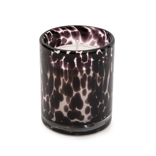 Marram Trading  Mottled Black & Clear Glass Candle - Turkish Rose