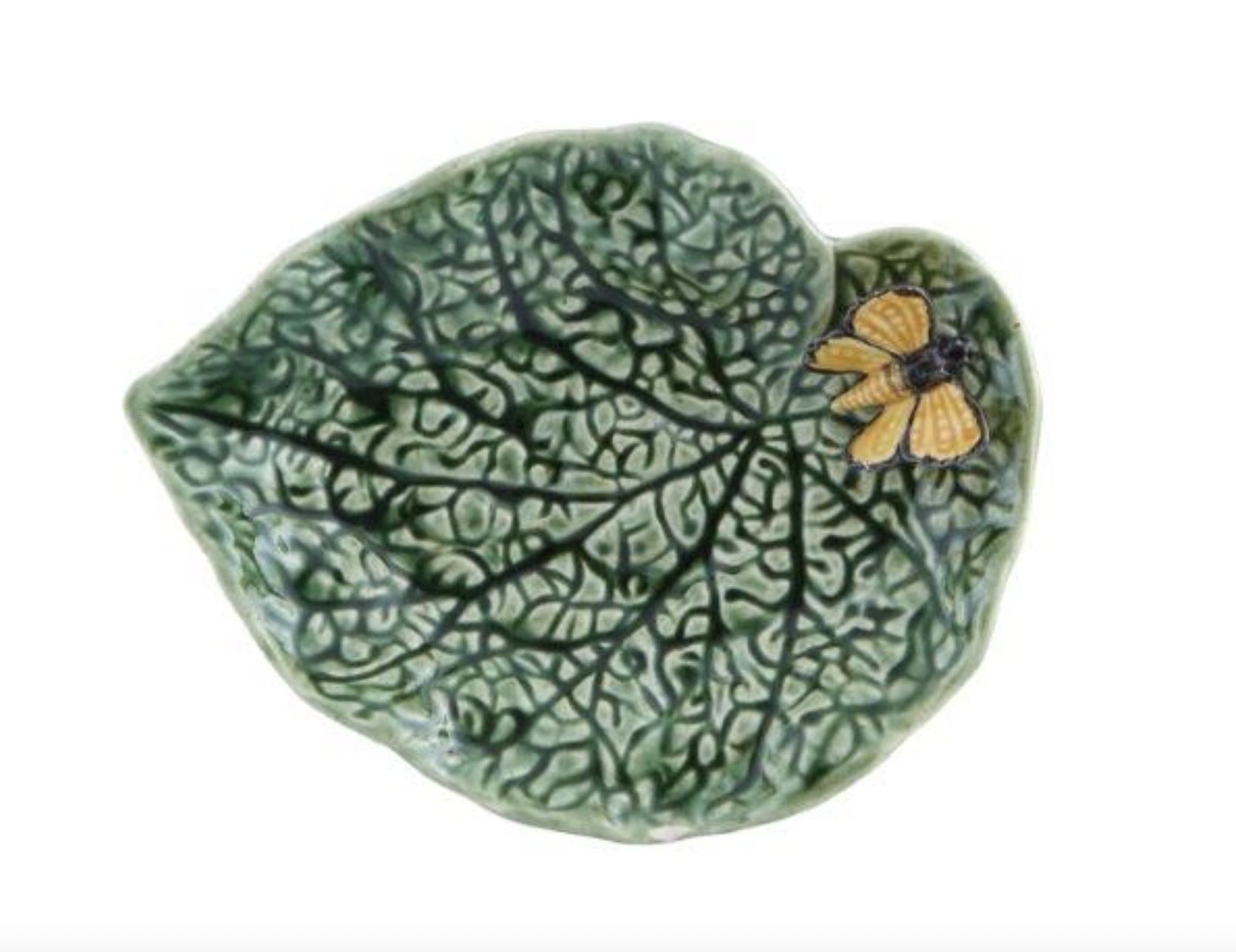 Bordallo Pinheiro begonia leaf with butterfly