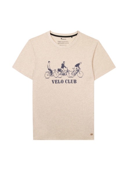 Faguo Arcy Cotton T-shirt 'velo Club' In Beige From