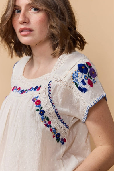 Louizon Atmosphere Embroidered Top - Off White