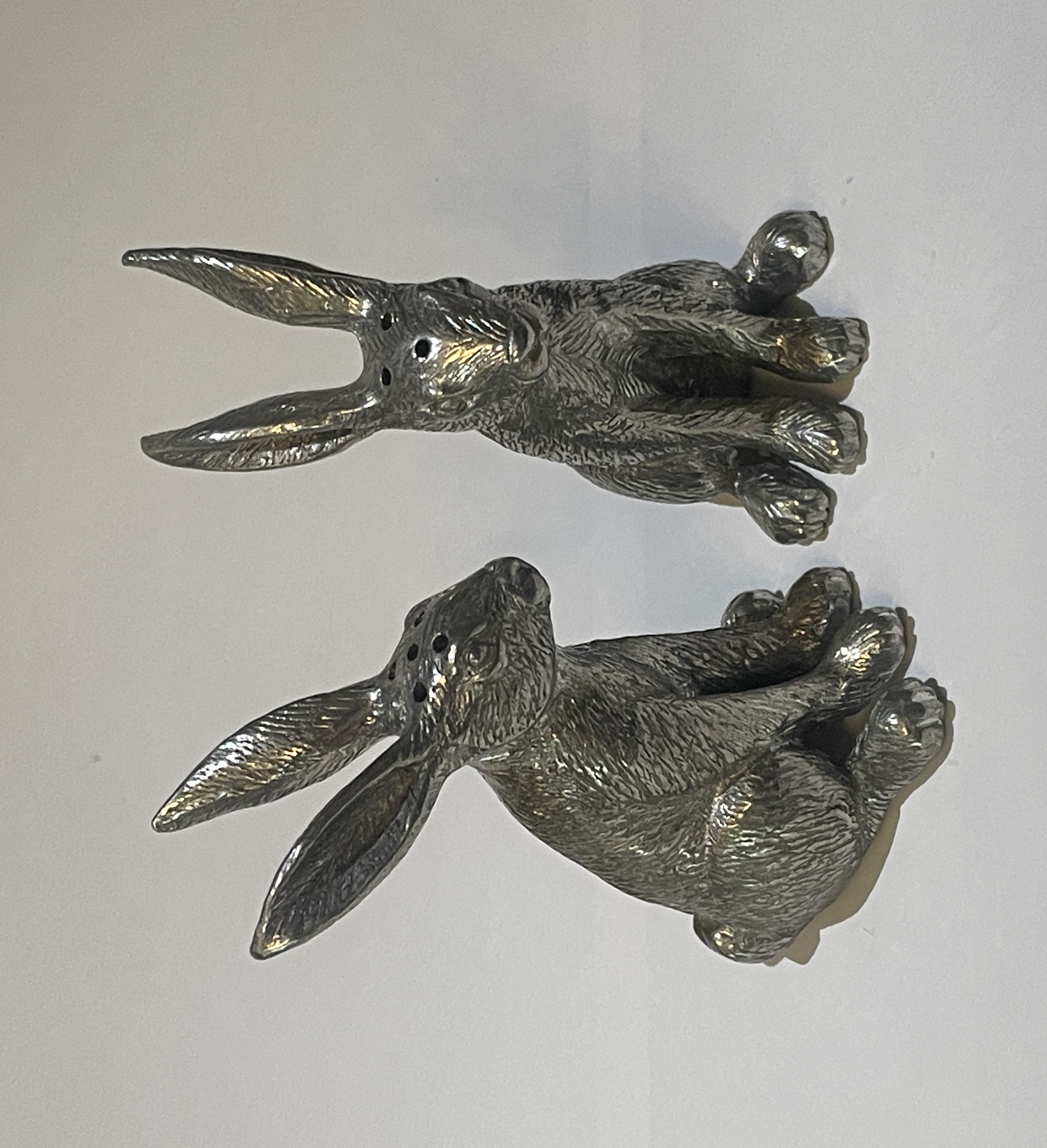Au Bain Marie salt and pepper pewter "rabbits" - pair of 2