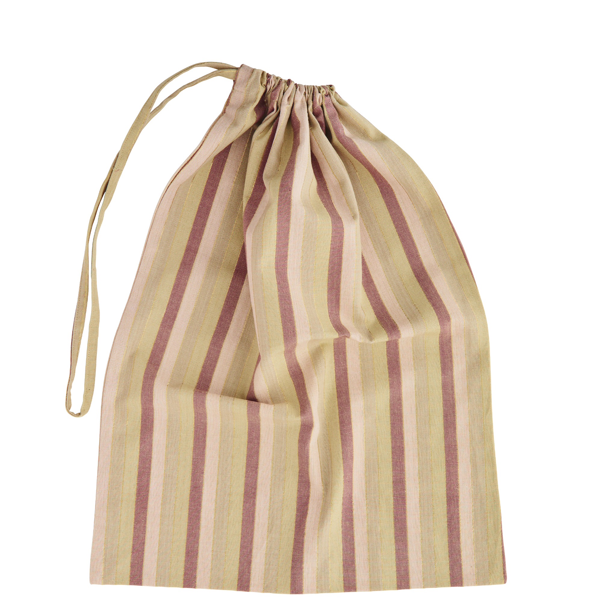 Madam Stoltz Peach and Caramel Striped Laundry Bag