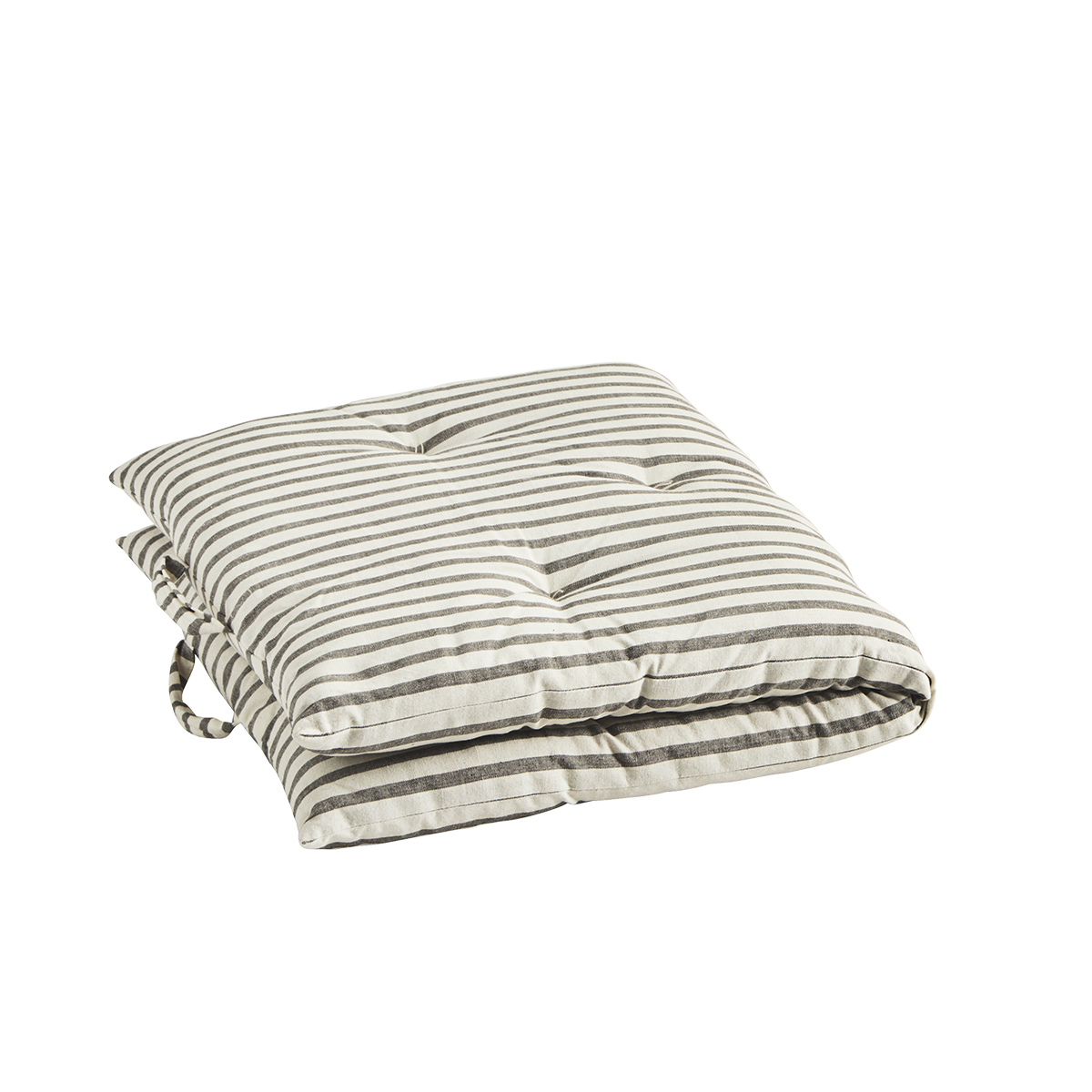 Madam Stoltz White and Grey Cotton Printed Striped Mattress Cushion