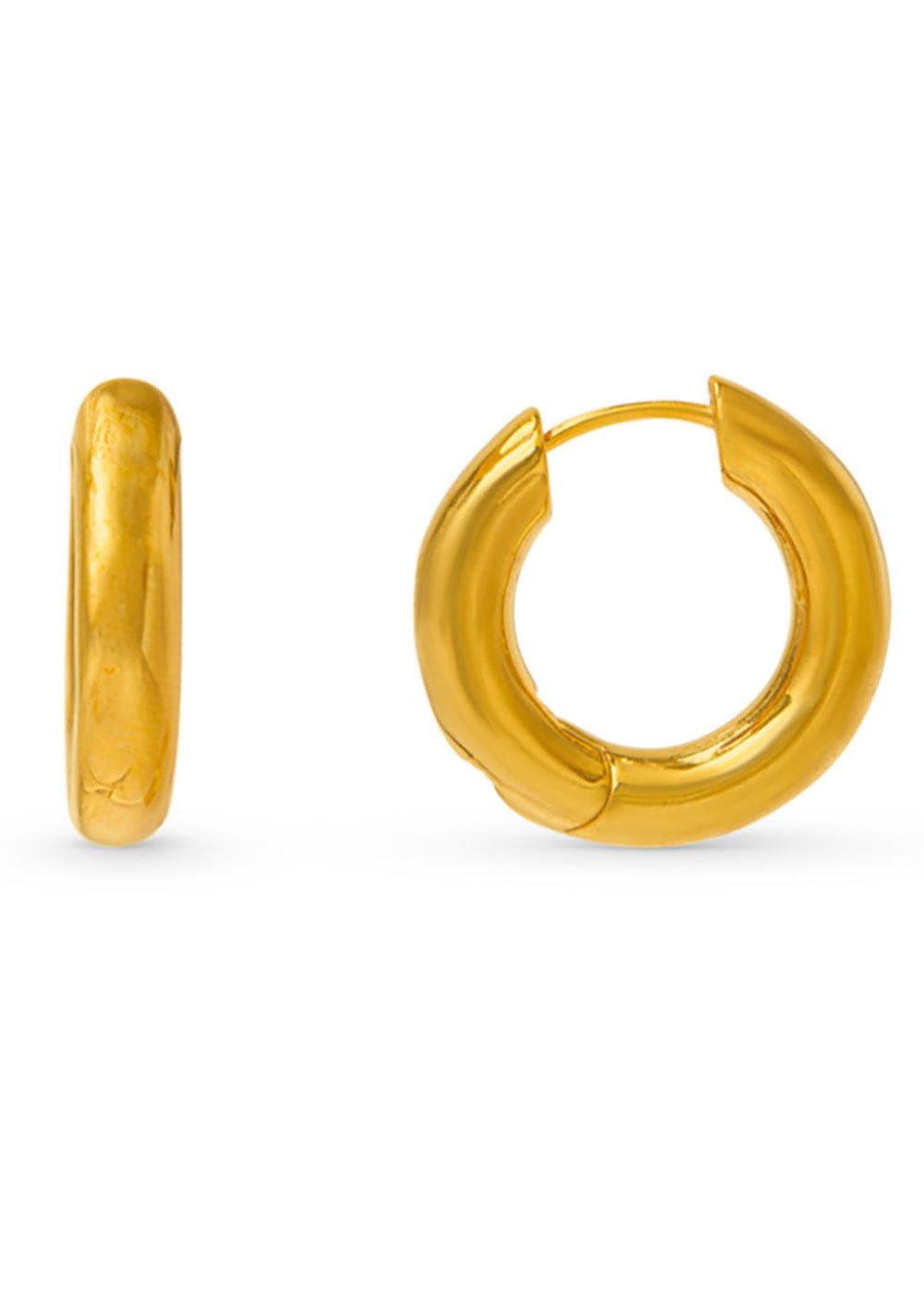 Orelia Polished Chubby Mid-sized Hoop Earrings - Gold