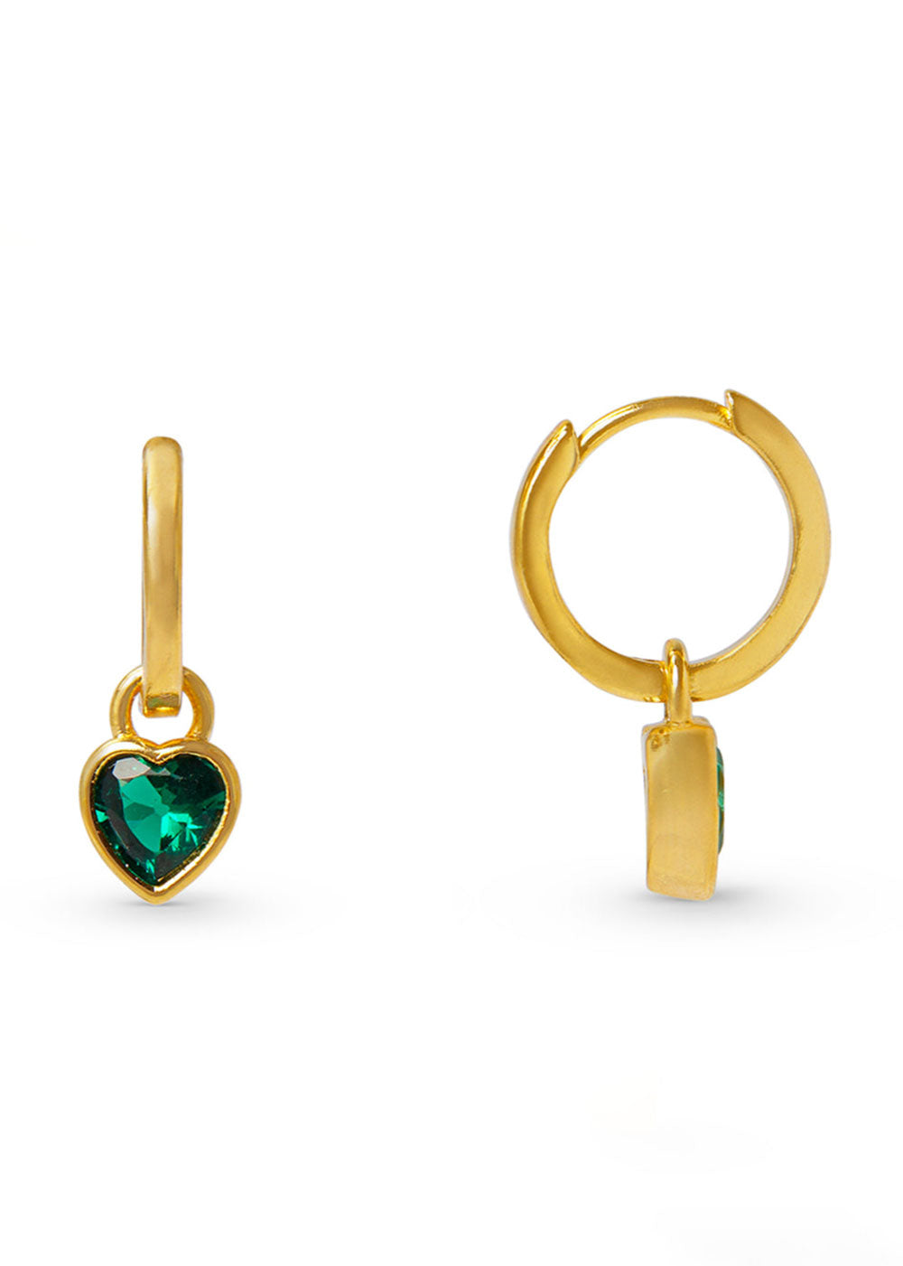 Orelia Emerald Heart Hoop Earrings