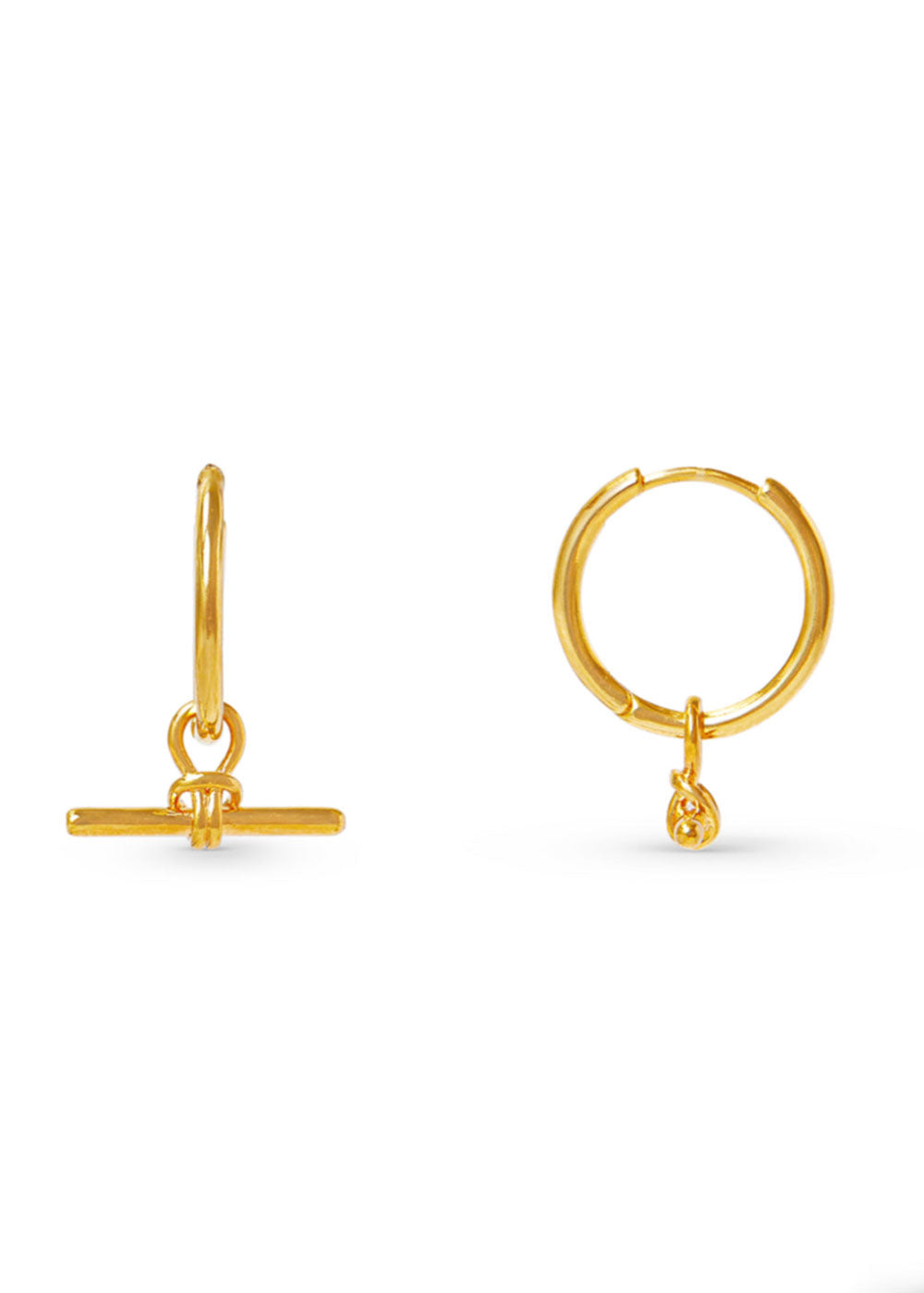 Orelia Dainty T-bar Knot Hoop Earrings - Gold