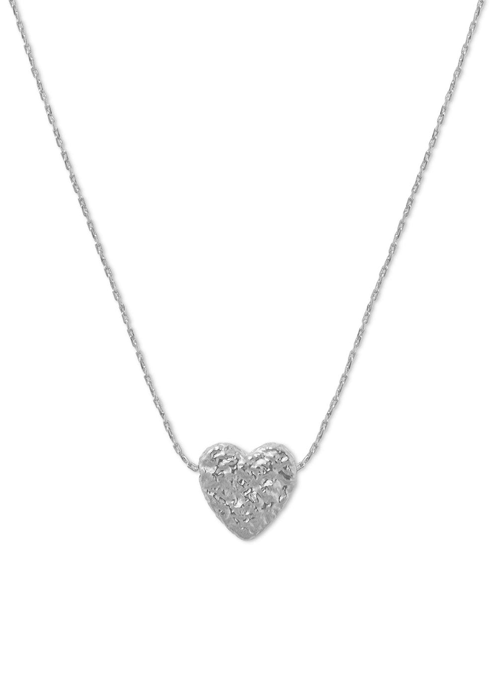 Orelia Molten Thread Through Heart Collar Necklace - Silver