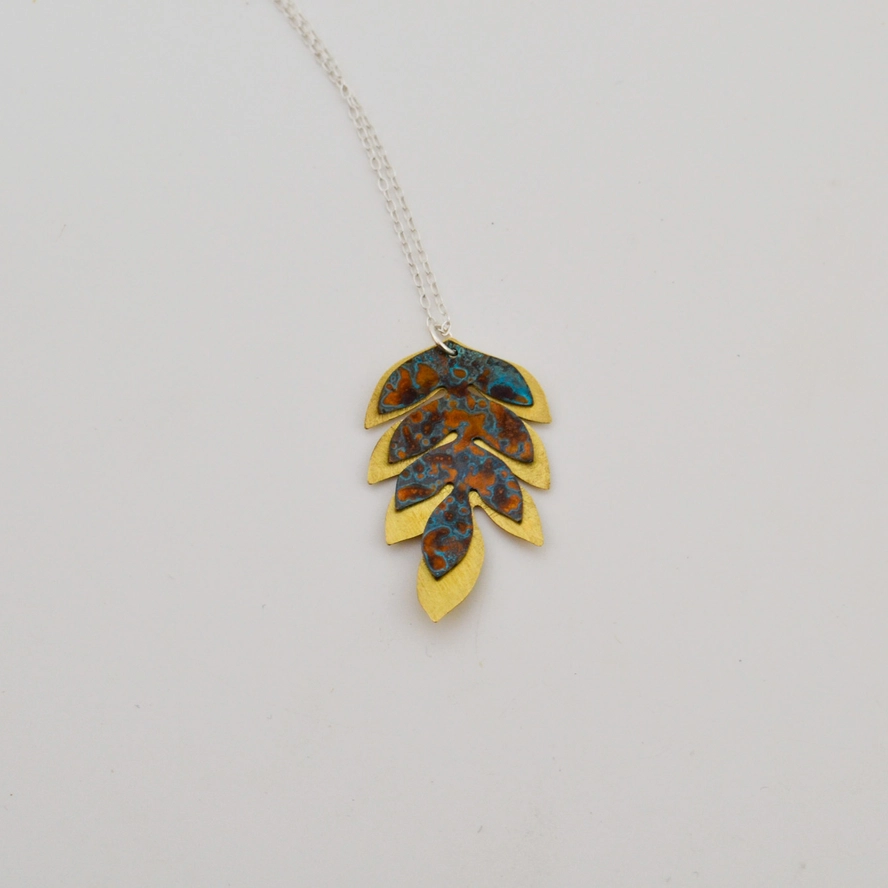 Stephanie Hopkins Copper and Brass Fern Leaf Necklace