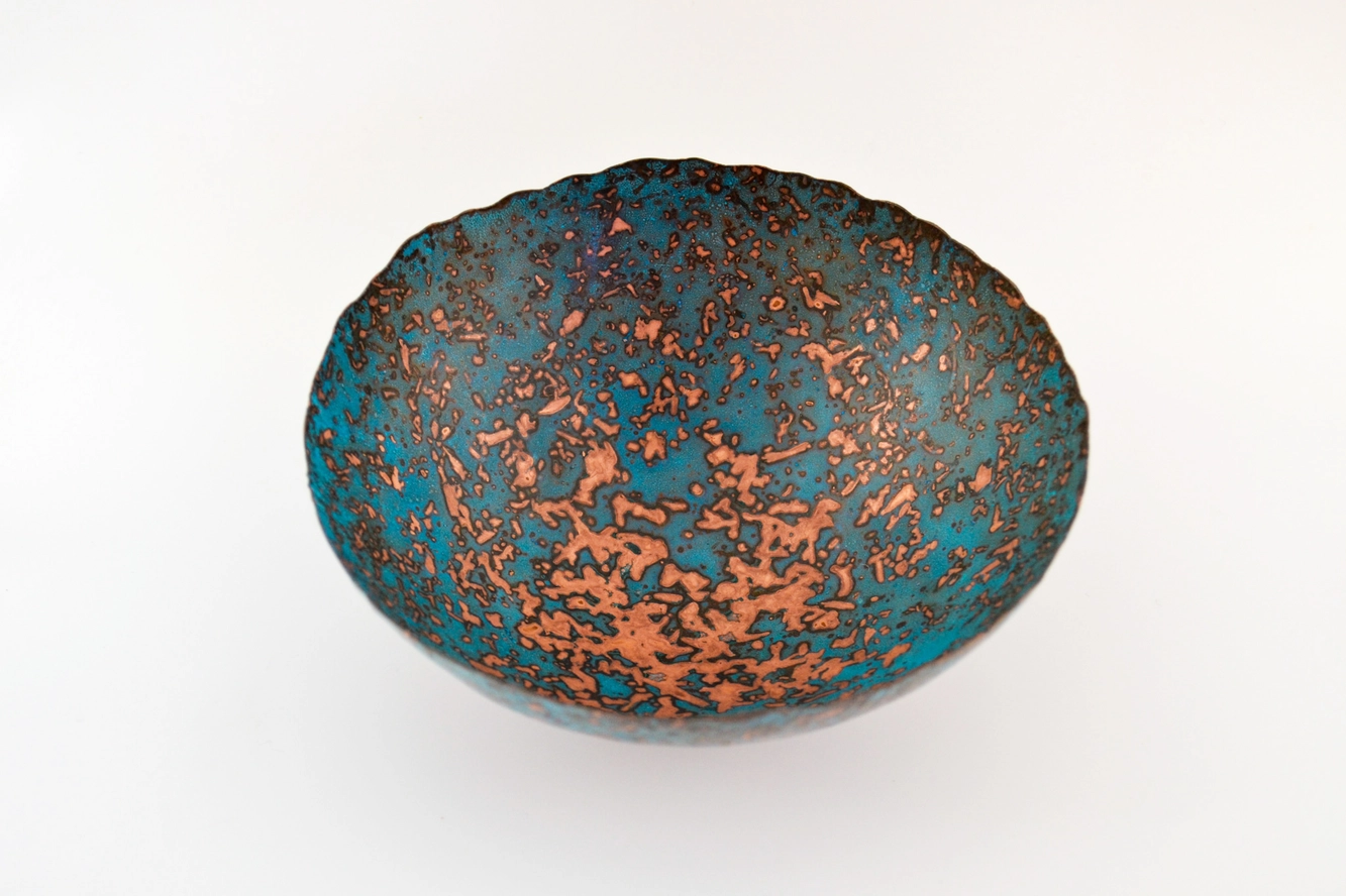 Stephanie Hopkins Hand Raised Copper Sawdust Patina Bowl - Small