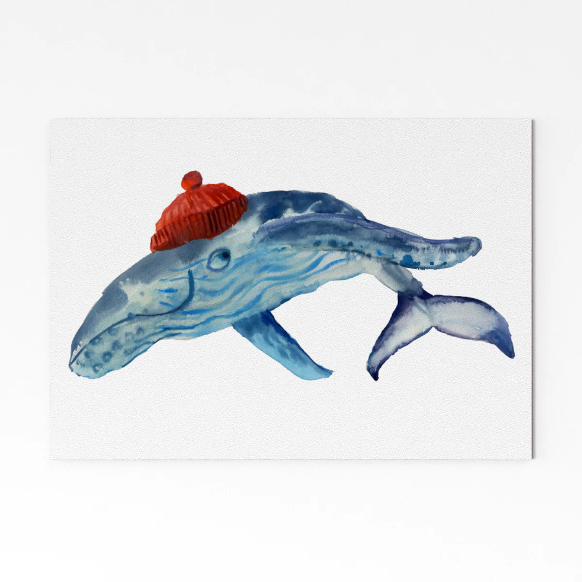 Rosie Webb  Whale in a Beanie Hat A4 Art Print