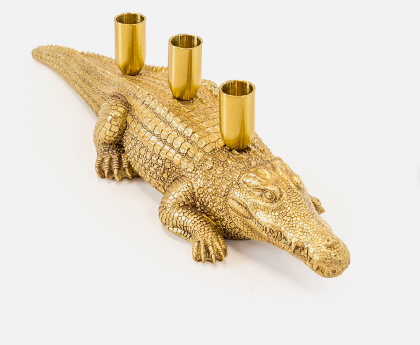 Gold Crocodile Candle Holder 