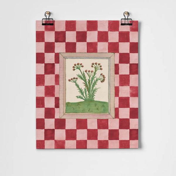 Roomy Town Book Of Herbs Pink Check Print
