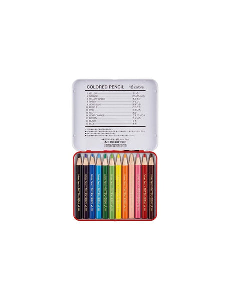 Mitsubishi Uni Tin Of 12 Mini Coloured Pencils