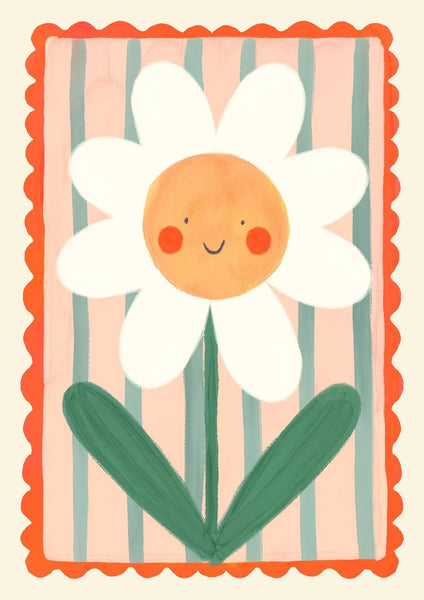 Kate Fox Design Smiley Flower A4 Print