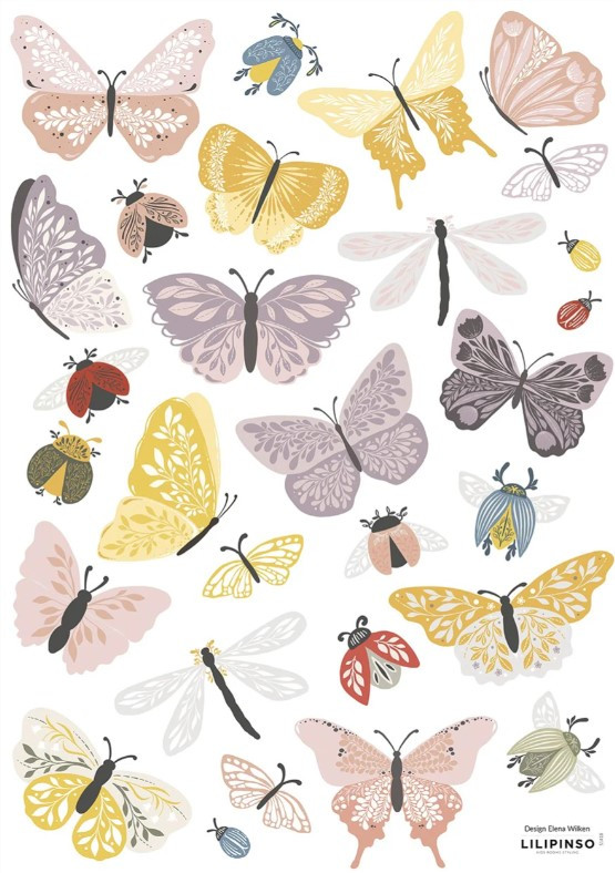 LILIPINSO Stickers Murali Wildflowers - Farfalle E Insetti