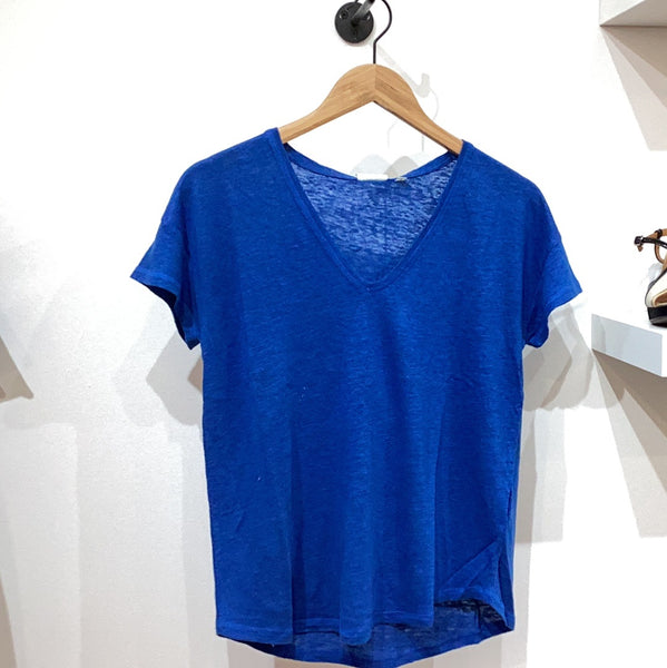 hartford-tomio-linen-v-neck-t-shirt-riviera-blue