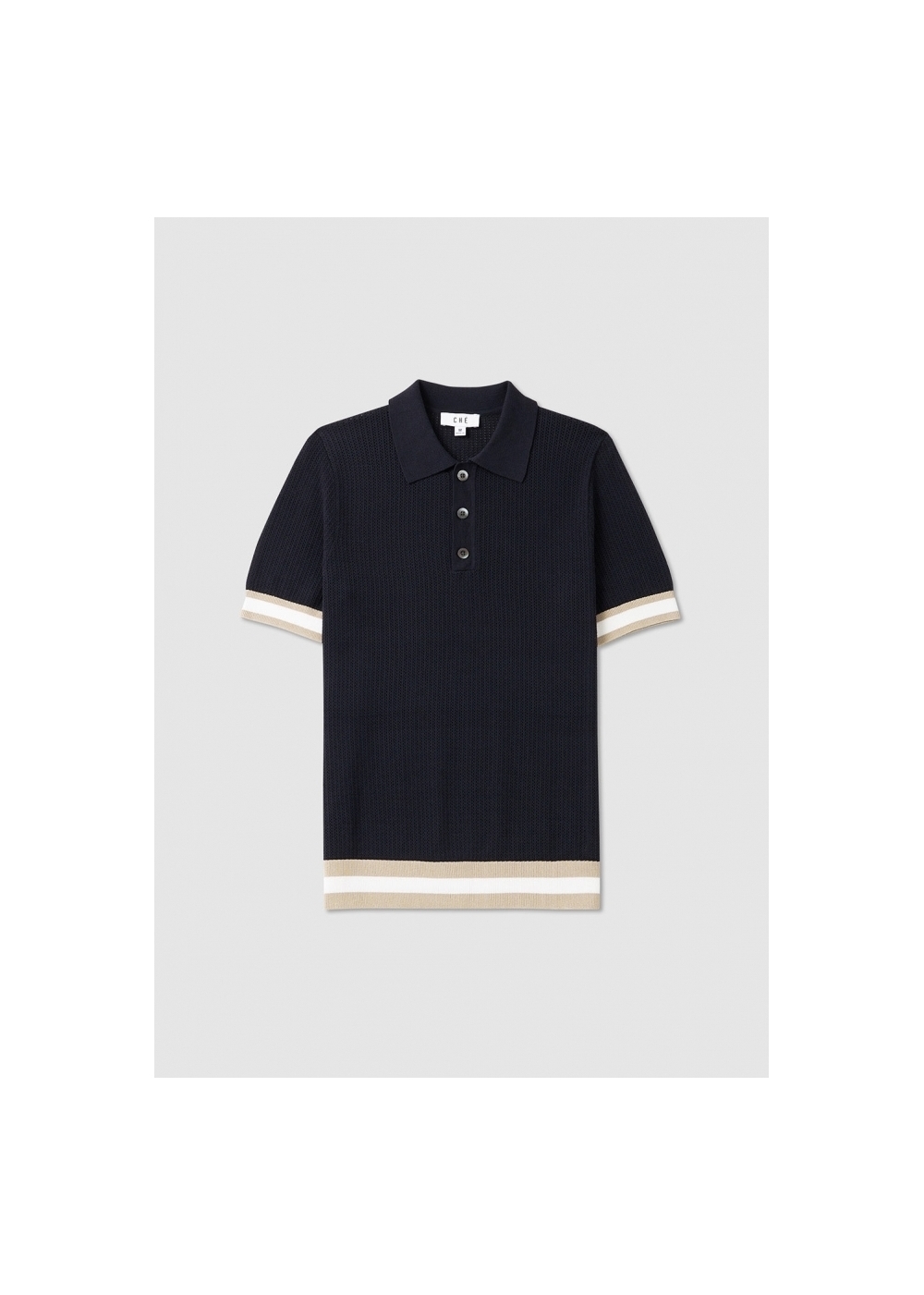 Che Mens Quinn Polo Shirt In Navy & Beige