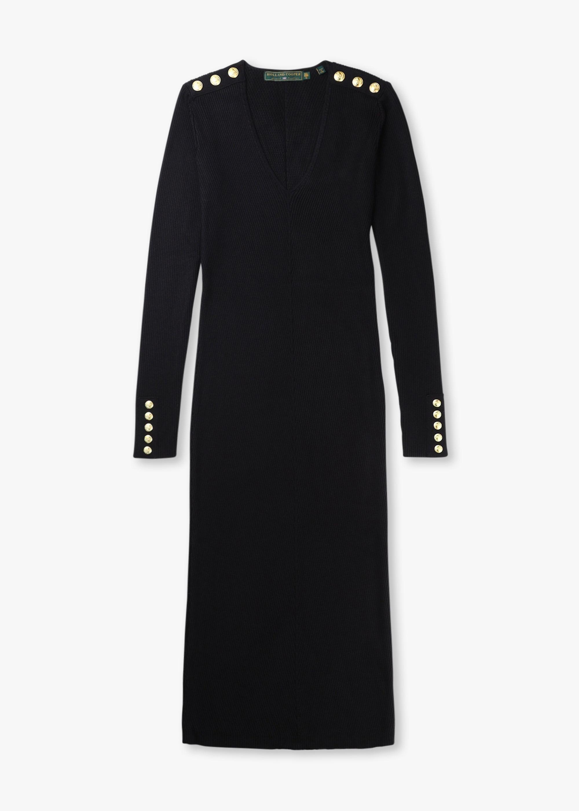 Holland Cooper Womens Kensington V Neck Midi Dress In Black