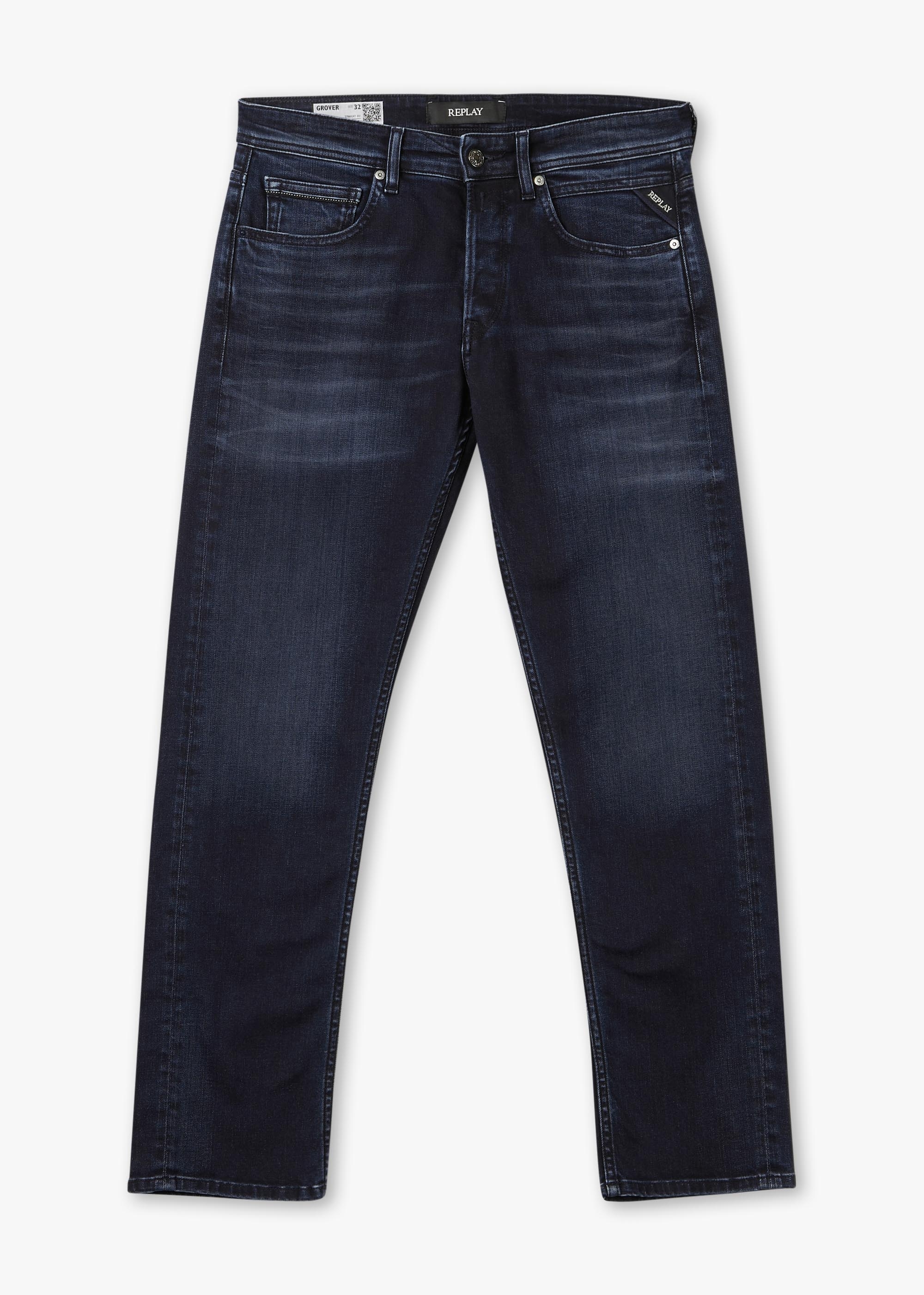 Replay Mens Grover 573 Bio Straight Jeans In Blue